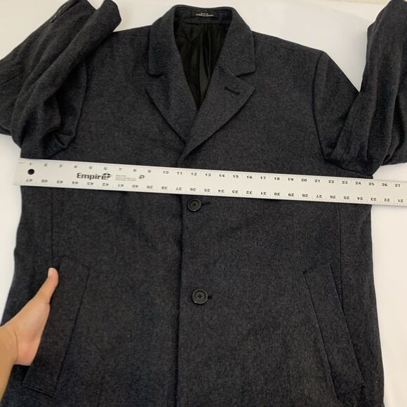 London Fog Signature Overcoat Men 44R Gray Wool Blend Coat Lined Formal Regency - Picture 7 of 10